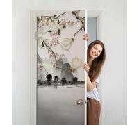 Stickers Porte Bois Bleue Sticker Porte Trompe l'oeil Rétro Papier Peint Auto Adhésif, PVC Imperméable Poster Autocollants pour Salon Cuisine Chambre Salle de Bain 95 x 210 cm G902