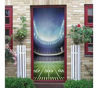 stickers porte chambre 77x200cm(30.31 inches * 78.74 inches)Terrain de rugby sport Sticker Porte Trompe l'oeil Effect 3D Intérieure Muraux PVC Stickers pour Décoration Mur Salon Cuisine Chambre Salle