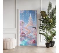 Stickers Porte Château de Fées 3D, Sticker Porte Château de Princesse Fantastique, Autocollant Décoration Auto-adhésif Amovible PVC Impermé, Papier Peint pour Salon Chambre 77 x 200 cm