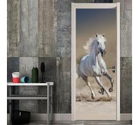 Stickers Porte Cheval Gris Beige Stickers Porte Placard Pvc Autocollant Habillage Porte Interieure Auto Adhésif Papier Peint Imperméable Facile à enlever 88x200cm