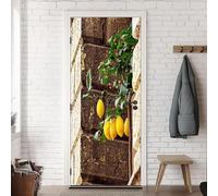 Stickers Porte Citron Sticker Porte Trompe L'oeil Effet Brique 3D Poster Mural Papier Peint Auto Adhésif Autocollants de Décoration pour Porte 95x215 cm A-1879