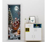 Stickers Porte Crâne Vert De Noël Stickers Porte Placard Chambre PVC Imperméable Facile à Appliquer et Durable Décoller et Coller Stikers Murals (90x200 cm)