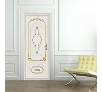 Stickers Porte Crème Dorée Blanche Stickers Porte Placard Pvc Autocollant Habillage Porte Interieure Auto Adhésif Papier Peint Imperméable Facile à enlever 90x200cm