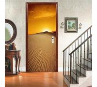 Stickers Porte Désert Poster Porte Trompe L'oeil, Effect 3D Paysage Désertique Autocollant, Auto-Adhésif Papier Peint Mural Chambre Salon Mur Décoration Art Sticker Muraux 90x210 cm m9977