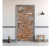 Stickers Porte Effet Brique Sticker Porte Trompe L'oeil Style Rustique 3D Poster Mural Papier Peint Auto Adhésif Autocollants de Décoration 90x210 cm A-5903