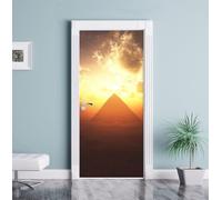 Stickers Porte Egypte Poster Porte Trompe L'oeil, Effect 3D Pyramide Autocollant, Auto-Adhésif Papier Peint Mural Chambre Salon Mur Décoration Art Sticker Muraux 85x200 cm m7103