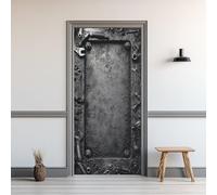 Stickers Porte en Fer Gris, Sticker Mural Steampunk Industriel, Poster Autocollant de Porte Auto-Adhésif PVC Imperméable Amovible pour Salon Chambre Cuisine Bain 95x205cm Wy446
