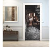 Stickers Porte Escalier Autocollant 77x200, 3D Papier Peint Adhesif Pour Porte Chambre Salle De Bain Cuisine, Escalier Decoratif Mural