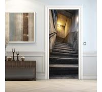 Stickers Porte Escalier Autocollant 77x200, 3D Trompe L'oeil Papier Peint Adhesif Pour Porte Chambre Salle De Bain Cuisine, Escalier Decoratif Mural