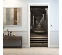 Stickers Porte Escalier Autocollant 77x200, Trompe L'oeil 3D Papier Peint Adhesif Pour Porte Chambre Salle De Bain Cuisine, Escalier Decoratif Mural