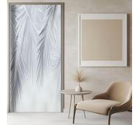 Stickers Porte Feuilles de Palmier Sticker Porte Trompe L'oeil Feuilles Grises 3D Poster Mural Papier Peint Auto Adhésif Autocollants de Décoration 100x200 cm A-3713