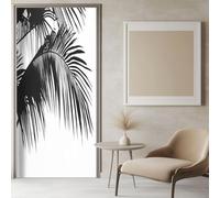Stickers Porte Feuilles de Palmier Sticker Porte Trompe L'oeil Feuilles Noires 3D Poster Mural Papier Peint Auto Adhésif Autocollants de Décoration 100x200 cm A-3705