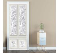 Stickers Porte Fleur Blanche Abstraite Stickers Porte Placard Pvc Autocollant Habillage Porte Interieure Auto Adhésif Papier Peint Imperméable Facile à enlever 95x215cm