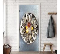 Stickers Porte Fruits de Mer Sticker Porte Trompe L'oeil Fruits de Mer Restaurant 3D Poster Mural Papier Peint Auto Adhésif Autocollants de Décoration pour Porte 85x200 cm A-2516