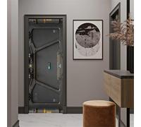 Stickers Porte Gris Poster Pour Porte Trappe de Vaisseau Spatial Sticker Porte PVC Imperméable Autocollants de Décoration pour Porte Murale Papier Peint Porte 90 x 210 cm A47