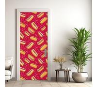 Stickers Porte Hot-Dog Autocollant 77x200, Cuisine Restaurant Nourriture Papier Peint Adhesif Pour Porte Chambre Salle De Bain Cuisine, Hot-Dog Decoratif Mural,(ST2460)