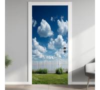 Stickers Porte Jardin Poster Porte Trompe L'oeil, Effect 3D Ciel Bleu Autocollant, Auto-Adhésif Papier Peint Mural Chambre Salon Mur Décoration Art Sticker Muraux 90x210 cm m.2690