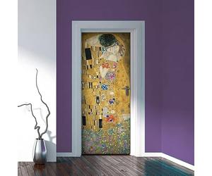 Stickers porte Klimt Application facile et sans bulles, revêtements de porte Ajustable décorations de porte ideal renovation porte