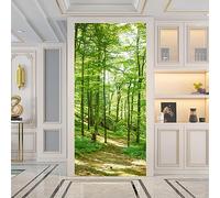 Stickers Porte Les Arbres Verts De La Forêt Autocollants de Décoration pour Porte Poster pour Porte PVC Stickers Porte Placard Amovible Poster Porte Imperméable Stickers de Porte Auto Adhésif 88x200cm