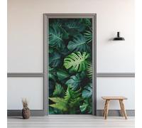 Stickers Porte Monstera Vert Sticker Porte Trompe L'oeil Feuilles Tropicales 3D Poster Mural Papier Peint Auto Adhésif Autocollants de Décoration 100x200 cm A-5841
