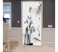 Stickers Porte Montagne Sticker Porte Trompe L'oeil Peinture de Style Japonais 3D Poster Porte Mural Papier Peint Auto Adhésif Autocollants De Décoration Pour Porte 77x200 cm M0646