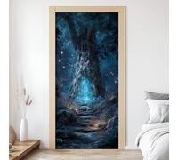 Stickers Porte Mural Forêt Magique, Autocollants De Porte Grand Arbre, 3D Amovible Vinyle Poster De Porte Cabane Dans Les Arbres Intérieure Décoratif pour Chambre Salon Salle 63x205 cm R3d189