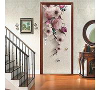 Stickers Porte Muraux Auto-adhésif 3D - FLEUR -Papier Peint Decal de Porte,Autocollants Murales de Porte Amovibles PVC Affiche Porte étanche pour Chambre Salon Décoration de Porte 95 x 210 cm