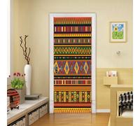 Stickers Porte Nation Africaine Poster Porte Trompe L'oeil, Effect 3D Tribu D'afrique Autocollant, Auto-Adhésif Papier Peint Mural Chambre Salon Mur Décoration Art Sticker Muraux 85x200 cm m.2562