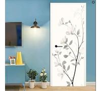 Stickers Porte Noir Sticker Porte Trompe l'oeil Feuilles Papier Peint Auto Adhésif, PVC Imperméable Poster Autocollants pour Salon Cuisine Chambre Salle de Bain 77 x 200 cm G968