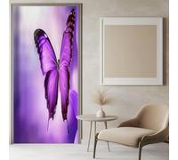 Stickers Porte Papillon Sticker Porte Trompe L'oeil Violet 3D Poster Mural Papier Peint Auto Adhésif Autocollants de Décoration 100x200 cm A-3473