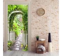 Stickers Porte Paysage de Jardin Poster Porte Trompe L'oeil, Effect 3D Jardin Autocollant, Auto-Adhésif Papier Peint Mural Chambre Salon Mur Décoration Art Sticker Muraux 77x200 cm m8638