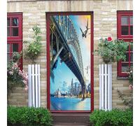 Stickers Porte Paysage Urbain Du Pont De Sydney 95X215Cm 3D Trompe L'Oeil Autocollant De Porte Wall Mural Poster De Porte Amovible Adhésif Papier Peint Salon Chambre Salle De Bain Décoration