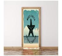 Stickers Porte Plage Des Souhaits Des Étoiles De Mer 77X200Cm 3D Trompe L'Oeil Autocollant De Porte Wall Mural Poster De Porte Amovible Adhésif Papier Peint Salon Chambre Salle De Bain Décoration