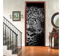 Stickers Porte Poster Animal Léopard 88 X 200 Cm 3D Papier Peint Porte Trompe L'Oeil Pour Salon Chambre Décoration De La Maison Stickers Muraux Imperméable Stickers Amovibles - Photo De La Porte