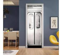 Stickers Porte Poster Porte De Métro Argentée 77 X 200 Cm Papier Peint Porte Trompe L'Oeil Pour Salon Chambre Décoration De La Maison Stickers Muraux Imperméable Stickers Amovibles - Photos