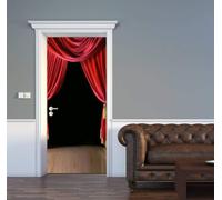 Stickers Porte Rideau de Scène Poster Porte Trompe L'oeil, Effect 3D Performance Autocollant, Auto-Adhésif Papier Peint Mural Chambre Salon Mur Décoration Art Sticker Muraux 85x200 cm m.2296