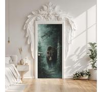 Stickers Porte Sauvages Ours Animaux, Sticker Mural Porte ForêT Jungle Animaux, Autocollant Décoration Auto-adhésif Amovible PVC, Papier Peint Porte pour Salon Chambre 63 x 205 cm