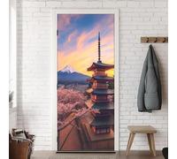 Stickers Porte Style Japonais Poster Porte Trompe L'oeil, Effect 3D Style Japonais Autocollant, Auto-Adhésif Papier Peint Mural Chambre Salon Mur Décoration Art Sticker Muraux 80x200 cm m.1753