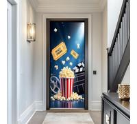 Stickers Porte Thème de Film Poster Porte Trompe L'oeil, Effect 3D Cinéma Autocollant, Auto-Adhésif Papier Peint Mural Chambre Salon Mur Décoration Art Sticker Muraux 77x200 cm m.569