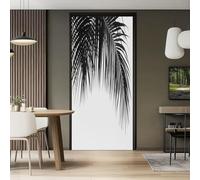 Stickers Porte Trompe 77 x 200 cm, Plantes Lignes Feuilles De Palmier Auto-Adhésif Autocollant Pvc Imperméable Amovible Diy Murale Salon Cuisine Chambre Salle de Bain Decoration, Blanc Noir