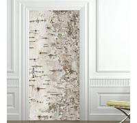 Stickers Porte Trompe L'oeil Bouleau Poster Pour Porte Texture de L'Écorce Papier Peint Autocollant Porte Chambre Décoration Auto Adhésif Imperméable Sticker Porte 95x215 cm 684a