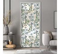 Stickers Porte Trompe l'oeil Effect 100x200cm Vitrail Sticker Porte 3D Autocollant Mural Feuilles Printanières PVC Autocollants Papier Peint pour Chambre Salle de Bain Imperméable Amovible (DS113)