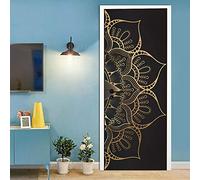 Stickers Porte Trompe l'oeil Effet 3D 83x204cm Poster de Porte Papier Peint Porte Muraux Intérieure par Autocollants Imperméable Amovible Salon Chambre Salle De Bain Cuisine, Mandala