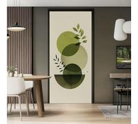 Stickers Porte Vert Olive - Simple Géométrique Circulaire 2Pcs Chambre Sticker Porte Autocollant, PVC Imperméable Poster Autocollants pour Salon Cuisine Chambre Salle de Bain, 88 x 200 cm