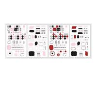 Stickers pour Bullet journal 4 planches - blanc, rouge, noir