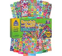 Stickers pour Enfant et Enseignant Scratch and Sniff de Purple Ladybug - Lot de 45 Feuilles d'Autocollants Originaux Parfumés à Gratter! Gommettes d'Encouragement avec 15 Parfums Différents