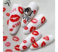 Stickers pour ongles de la Saint-Valentin, nouveaux stickers d'art pour ongles avec lèvres rouges sexy et baiser pour la Saint-Valentin, fournitures pour ongles, stickers pour ongles Imprimés aléatoir