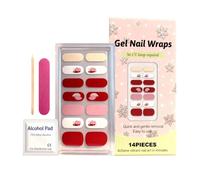 Stickers Pour Ongles En Gel - 14 Autocollants Adhésifs - Gel Semi-Durci Sans Lampe UV avec Lime et Bâtonnet - pour Femmes DIY Artisanat, Finition