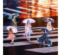 Stickers pour Scrapbooking Kit, 90 Pièces PET Autocollants à Thème de Filles Esthétiques pour Bullet Journal, Accessoires de Journalisation, Albums Photo, Carnets, Bricolage (Promenade Sous la Pluie)