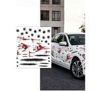 FIESTAS GUIRCA | Feuille Adhésive pour Voiture (30x40 cm) - Décoration de Mur, Porte et Fenêtre pour Halloween et Fêtes Costumées - Autocollants pour Célébrations et Événements - Blanc et Rouge